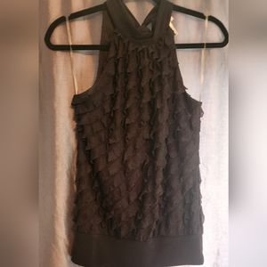 Ruffled Black Halter Top